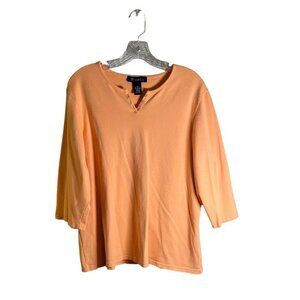 Denim & Co. Vintage Peach Women's Henley Top Size 1X